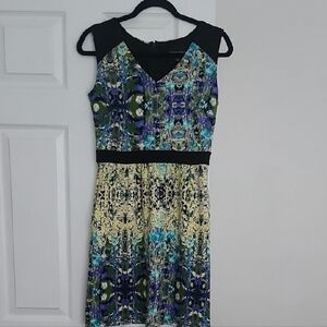 Cynthia Rowley Black and Blue Patterned Mini Dress